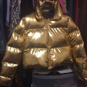Metallic puffer coat